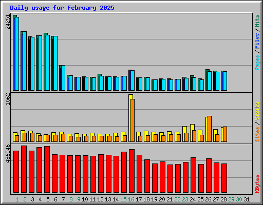 Daily usage for February 2025